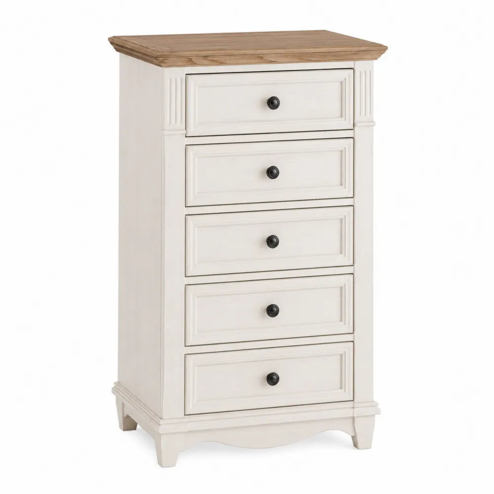 5-Drawer Tall Dresser with Solid Oak Top
