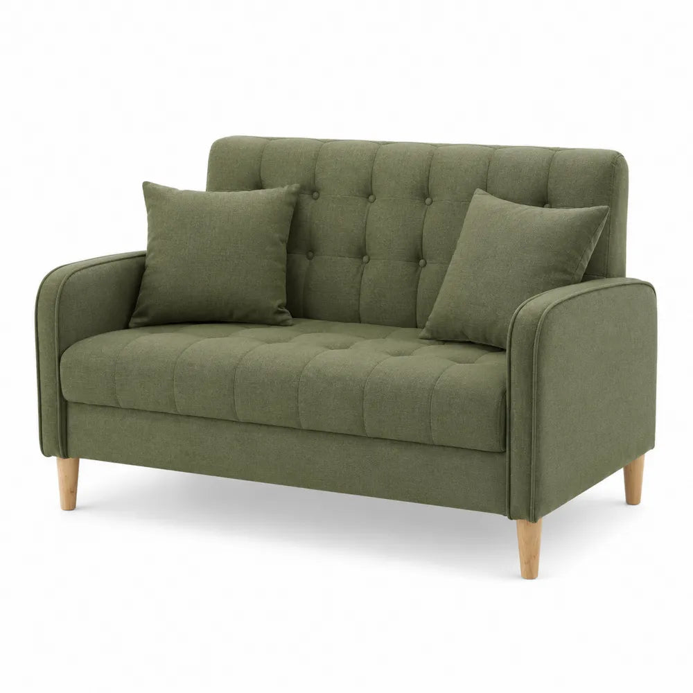 Two-Seater Sofa Polyester Fabric Green 128x70x78 cm