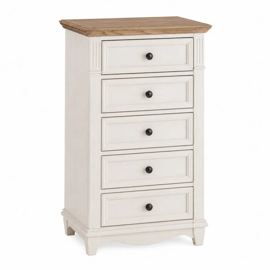 5-Drawer Tall Dresser with Solid Oak Top