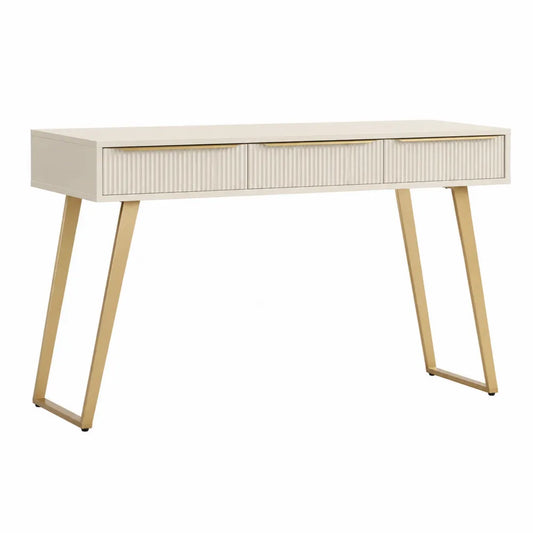 Rectangular Console Table MDF Metal Legs Cream 120cm