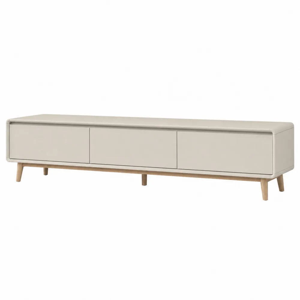 MDF TV Stand with Solid Oak Legs in Light Gray 200cm