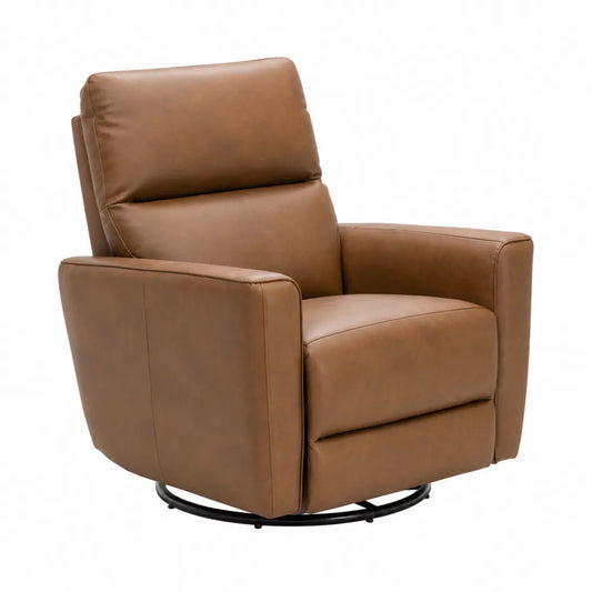 Brown Faux Leather Swivel Recliner Chair