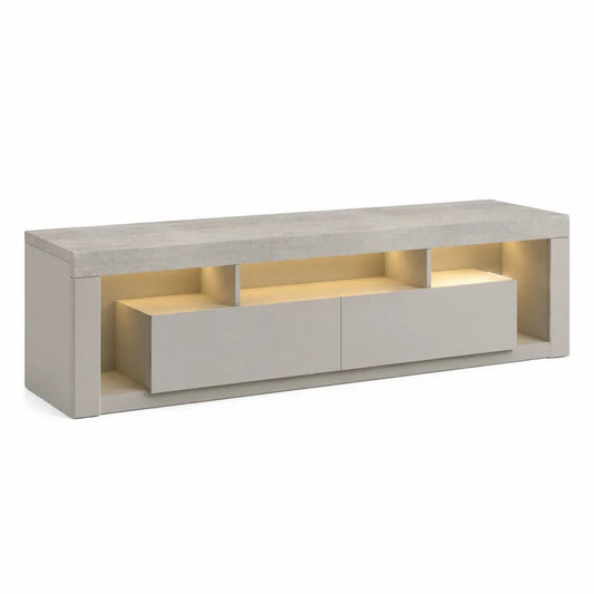Concrete Veneer TV Stand with Storage and LED Lighting 150cm