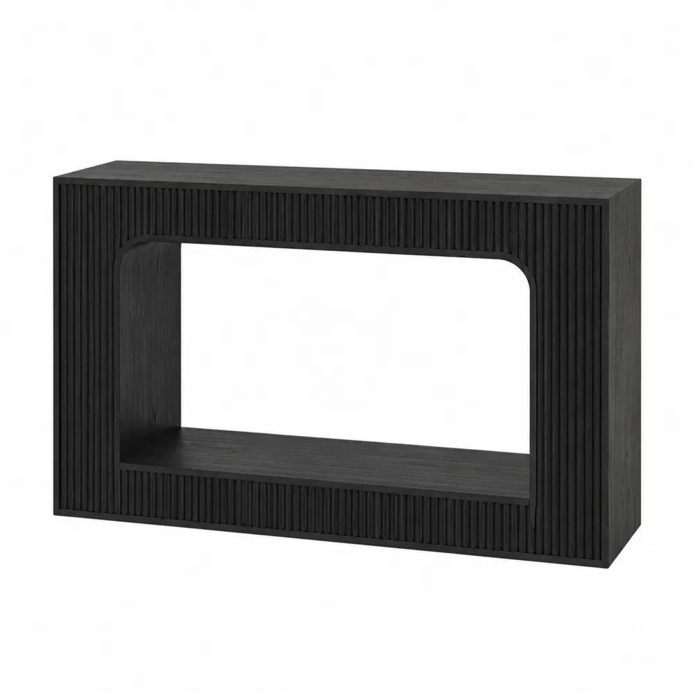 Rectangular MDF Console Table Black Veneer 120cm x 40cm x 75cm