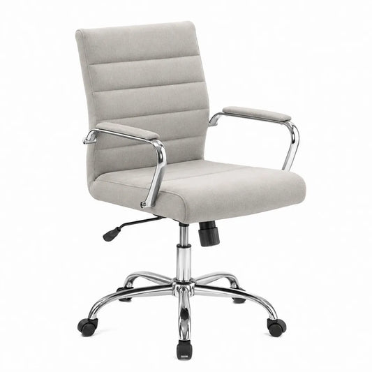 Office Chair Adjustable Height Swivel Fabric Chrome Base Gray