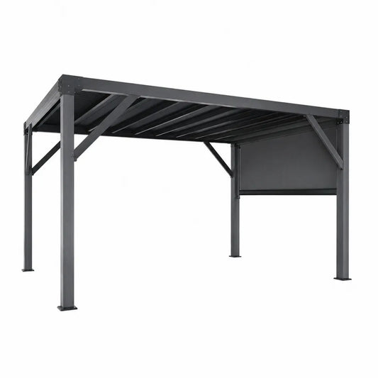 Rectangular Metal Gazebo with Adjustable Panels and Side Wall 300x300x240 cm